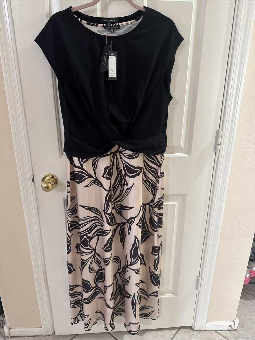 Tash + Sophie 2-piece Set Black And Beige Dress & Twist Front Bodice NWT Sz XL